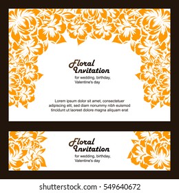 Vintage delicate invitation with flowers for wedding, marriage, bridal, birthday, Valentine's day. Romantic vector illustration.