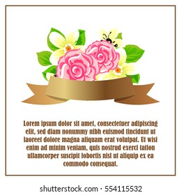 Vintage delicate invitation with flowers for wedding, marriage, bridal, birthday, Valentine's day. Romantic vector illustration.