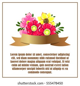 Vintage delicate invitation with flowers for wedding, marriage, bridal, birthday, Valentine's day. Romantic vector illustration.