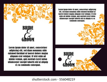 Vintage delicate invitation with flowers for wedding, marriage, bridal, birthday, Valentine's day. Romantic vector illustration.