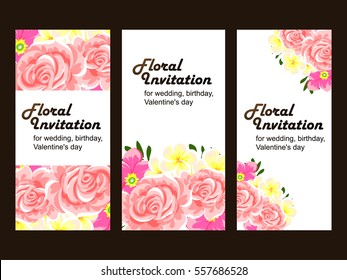 Vintage delicate invitation with flowers for wedding, marriage, bridal, birthday, Valentine's day. Romantic vector illustration.