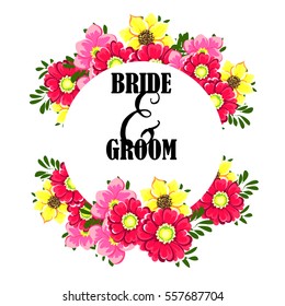 Vintage delicate invitation with flowers for wedding, marriage, bridal, birthday, Valentine's day. Romantic vector illustration.