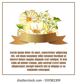 Vintage delicate invitation with flowers for wedding, marriage, bridal, birthday, Valentine's day. Romantic vector illustration.