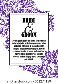 Vintage delicate invitation with flowers for wedding, marriage, bridal, birthday, Valentine's day.