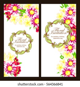 Vintage delicate invitation with flowers for wedding, marriage, bridal, birthday, Valentine's day.
