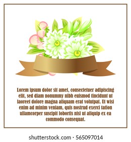 Vintage delicate invitation with flowers for wedding, marriage, bridal, birthday, Valentine's day.