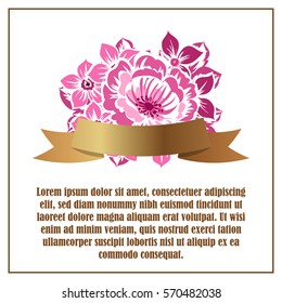 Vintage delicate invitation with flowers for wedding, marriage, bridal, birthday, Valentine's day.