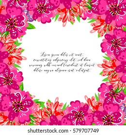 Vintage delicate invitation with flowers for wedding, marriage, bridal, birthday, Valentine's day.