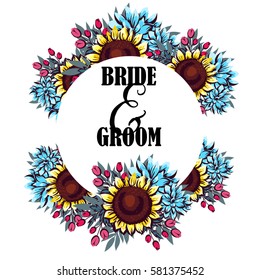 Vintage delicate invitation with flowers for wedding, marriage, bridal, birthday, Valentine's day. 