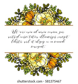 Vintage delicate invitation with flowers for wedding, marriage, bridal, birthday, Valentine's day. 