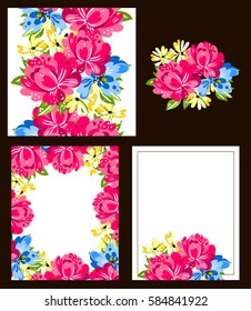 Vintage delicate invitation with flowers for wedding, marriage, bridal, birthday, Valentine's day.