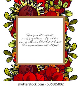 Vintage delicate invitation with flowers for wedding, marriage, bridal, birthday, Valentine's day.