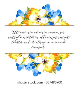 Vintage delicate invitation with flowers for wedding, marriage, bridal, birthday, Valentine's day.
