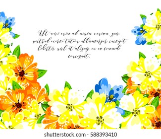 Vintage delicate invitation with flowers for wedding, marriage, bridal, birthday, Valentine's day.