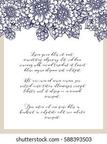 Vintage delicate invitation with flowers for wedding, marriage, bridal, birthday, Valentine's day.