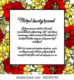Vintage delicate invitation with flowers for wedding, marriage, bridal, birthday, Valentine's day. 