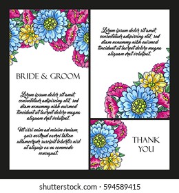 Vintage delicate invitation with flowers for wedding, marriage, bridal, birthday, Valentine's day.