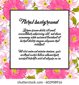 Vintage delicate invitation with flowers for wedding, marriage, bridal, birthday, Valentine's day