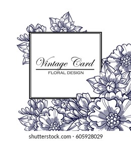 Vintage delicate invitation with flowers for wedding, marriage, bridal, birthday, Valentine's day. Vintage delicate invitation with flowers for wedding, marriage, bridal, birthday, Valentine's day.