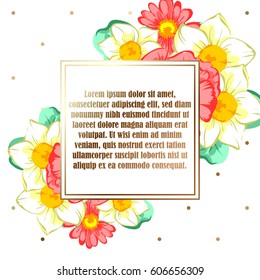 Vintage delicate invitation with flowers for wedding, marriage, bridal, birthday, Valentine's day.
