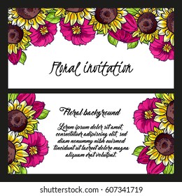 Vintage delicate invitation with flowers for wedding, marriage, bridal, birthday, Valentine's day.