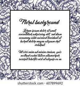 Vintage delicate invitation with flowers for wedding, marriage, bridal, birthday, Valentine's day.