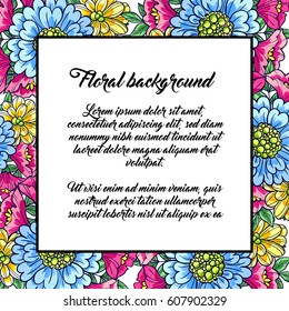 Vintage delicate invitation with flowers for wedding, marriage, bridal, birthday, Valentine's day. Romantic vector illustration.