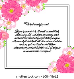 Vintage delicate invitation with flowers for wedding, marriage, bridal, birthday, Valentine's day.