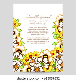 Vintage delicate invitation with flowers for wedding, marriage, bridal, birthday, Valentine's day.
