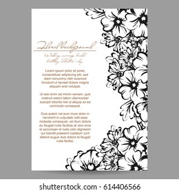 Vintage delicate invitation with flowers for wedding, marriage, bridal, birthday, Valentine's day.