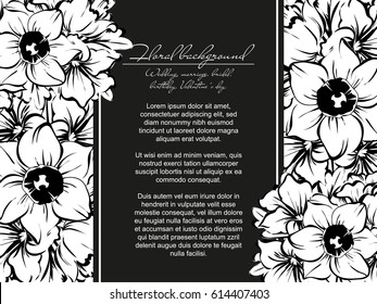Vintage delicate invitation with flowers for wedding, marriage, bridal, birthday, Valentine's day.
