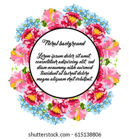 Vintage delicate invitation with flowers for wedding, marriage, bridal, birthday, Valentine's day.