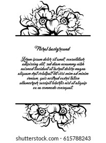 Vintage delicate invitation with flowers for wedding, marriage, bridal, birthday, Valentine's day.