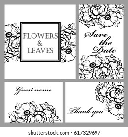 Vintage delicate invitation with flowers for wedding, marriage, bridal, birthday, Valentine's day.