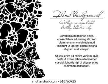 Vintage delicate invitation with flowers for wedding, marriage, bridal, birthday, Valentine's day.