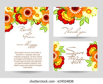 Vintage delicate invitation with flowers for wedding, marriage, bridal, birthday, Valentine's day.