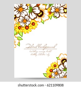 Vintage delicate invitation with flowers for wedding, marriage, bridal, birthday, Valentine's day.