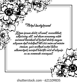 Vintage delicate invitation with flowers for wedding, marriage, bridal, birthday, Valentine's day.
