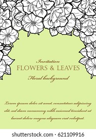 Vintage delicate invitation with flowers for wedding, marriage, bridal, birthday, Valentine's day.