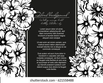 Vintage delicate invitation with flowers for wedding, marriage, bridal, birthday, Valentine's day.