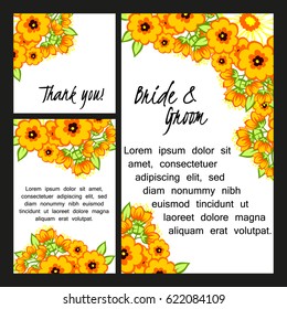 Vintage delicate invitation with flowers for wedding, marriage, bridal, birthday, Valentine's day.