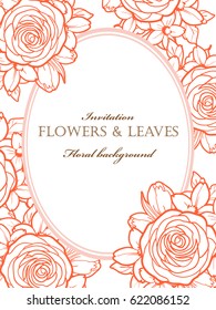 Vintage delicate invitation with flowers for wedding, marriage, bridal, birthday, Valentine's day.