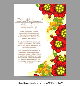 Vintage delicate invitation with flowers for wedding, marriage, bridal, birthday, Valentine's day.