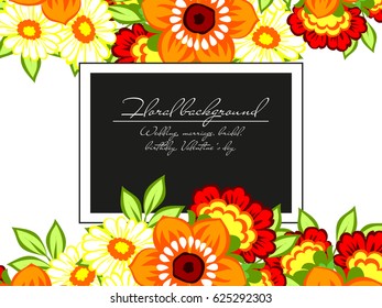 Vintage delicate invitation with flowers for wedding, marriage, bridal, birthday, Valentine's day.