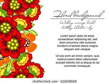 Vintage delicate invitation with flowers for wedding, marriage, bridal, birthday, Valentine's day.