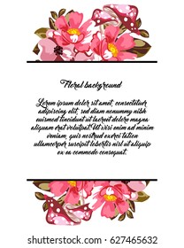 Vintage delicate invitation with flowers for wedding, marriage, bridal, birthday, Valentine's day.