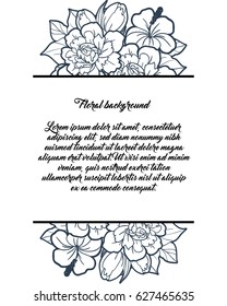 Vintage delicate invitation with flowers for wedding, marriage, bridal, birthday, Valentine's day.