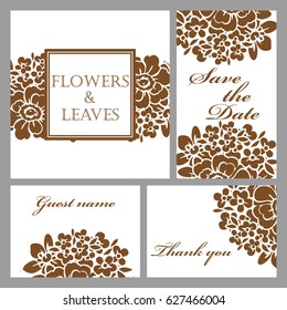 Vintage delicate invitation with flowers for wedding, marriage, bridal, birthday, Valentine's day.