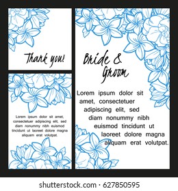 Vintage delicate invitation with flowers for wedding, marriage, bridal, birthday, Valentine's day.