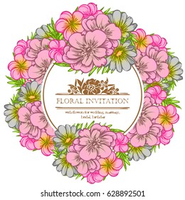 Vintage delicate invitation with flowers for wedding, marriage, bridal, birthday, Valentine's day. Romantic vector illustration.